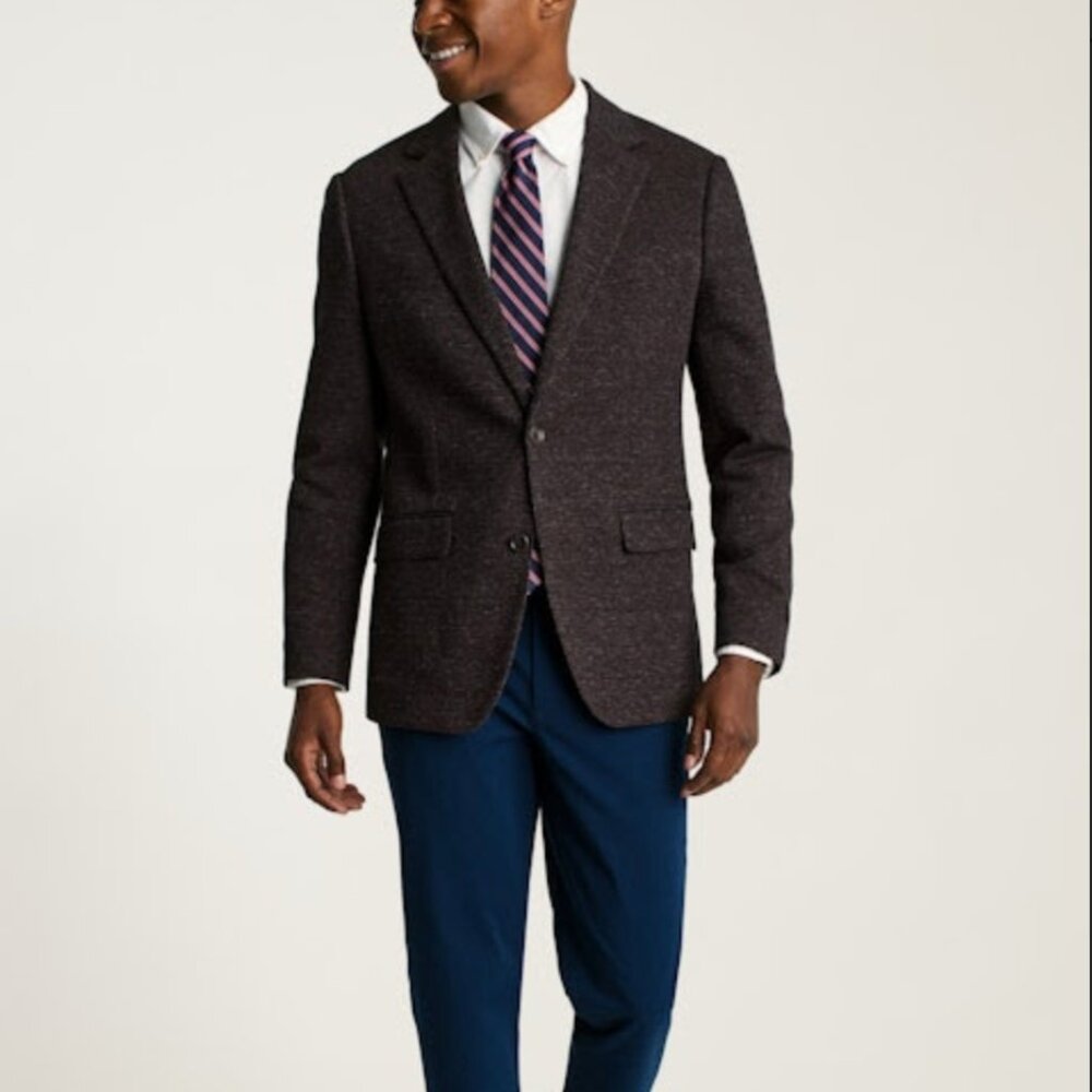 Bonobos Jetsetter Knit Blazer Burgundy Houndstooth
